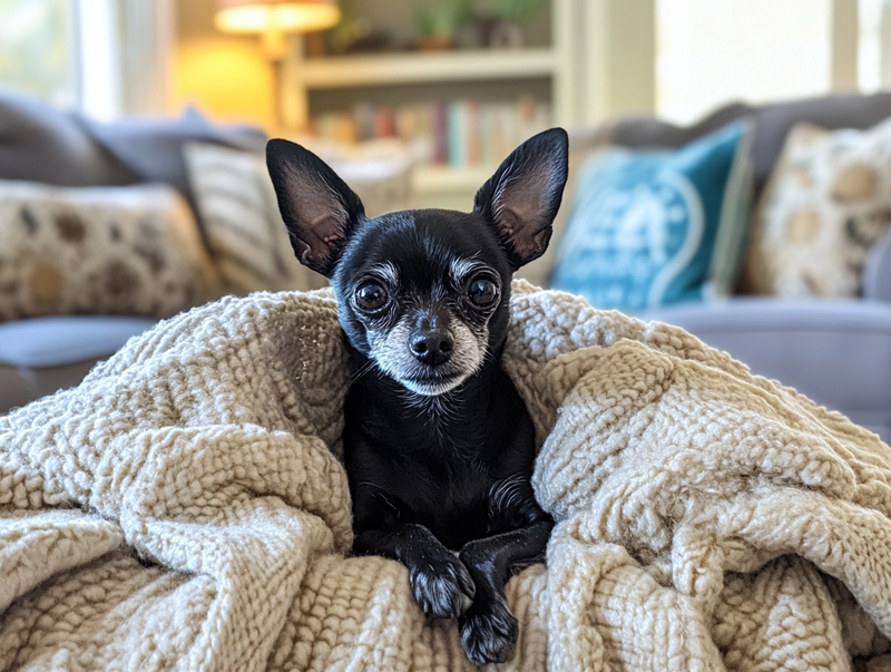 Черная собака породы чихуахуа