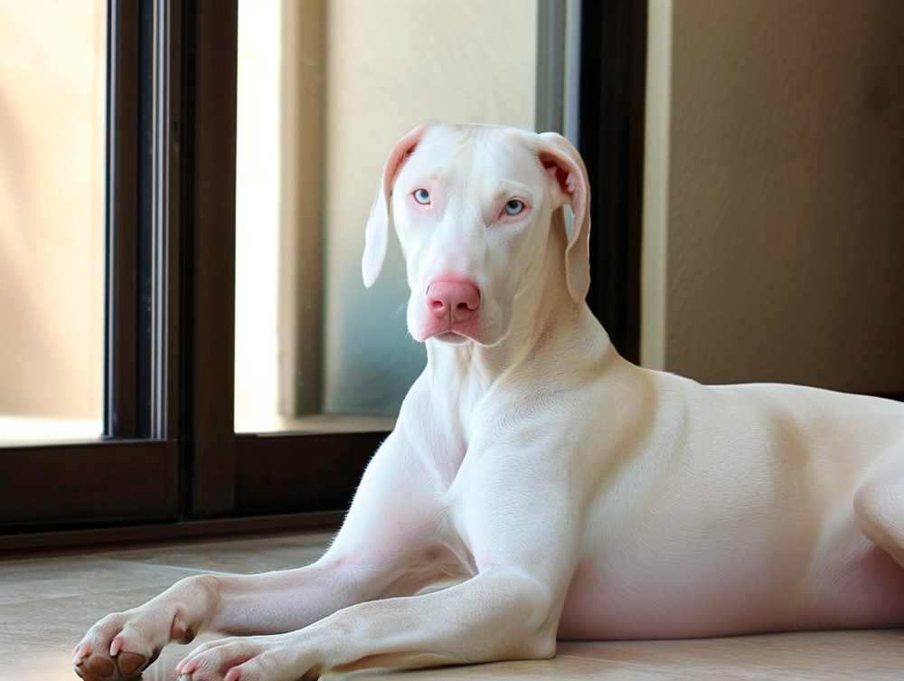 Белый доберман имеет более слабый иммунитет