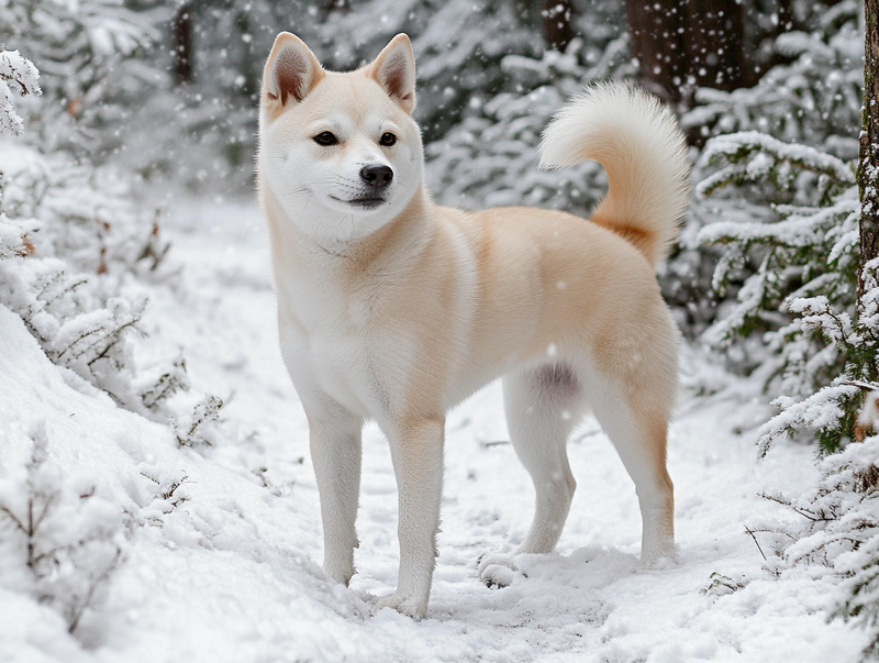 Белая сиба-ину на выгуле