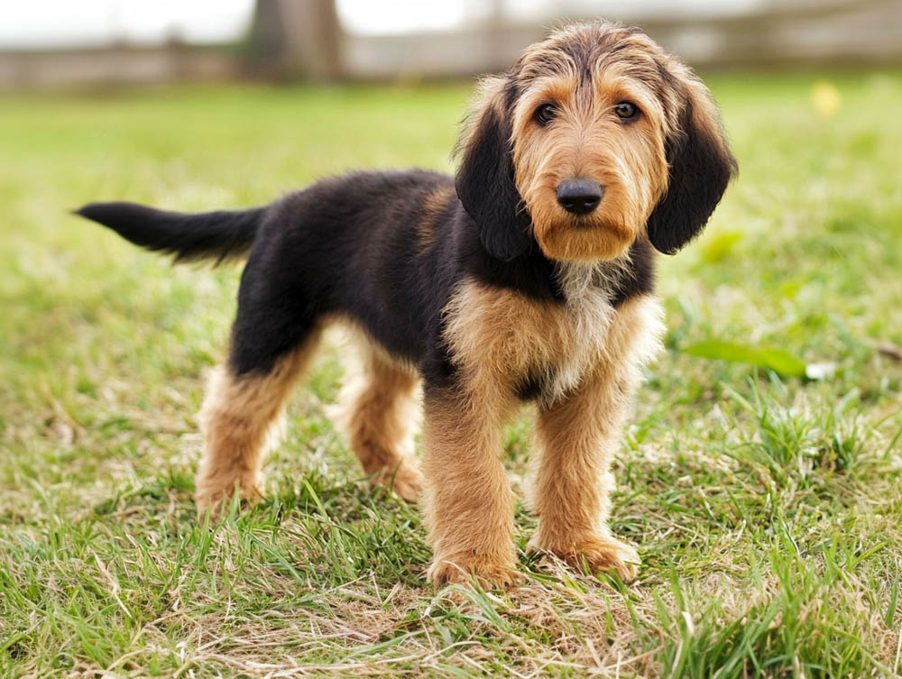 Щенок оттерхаунда на траве