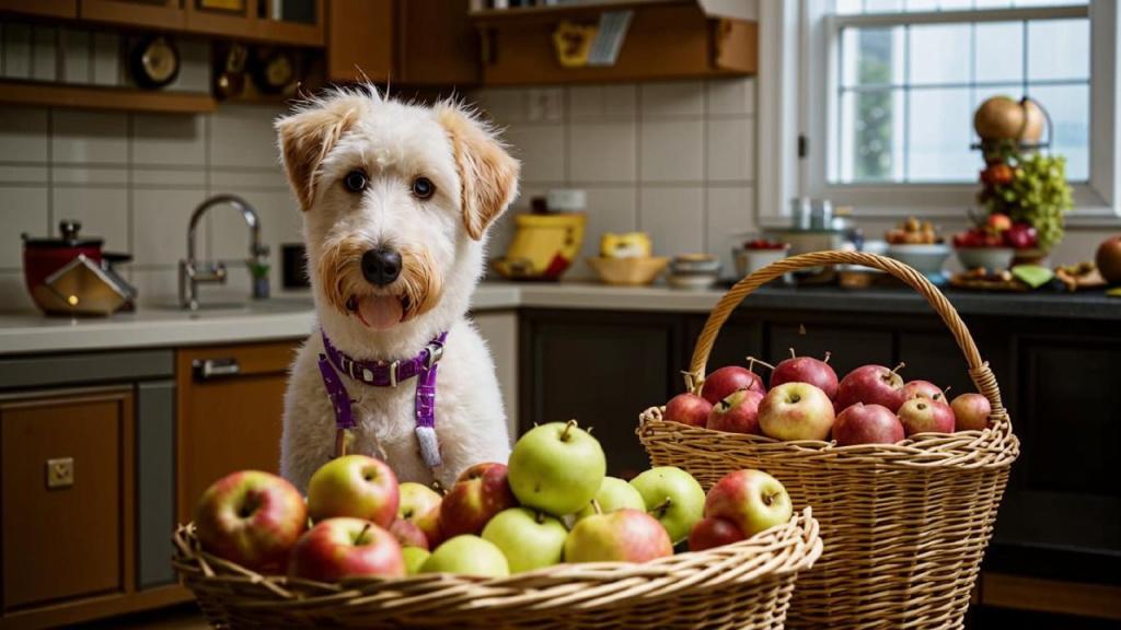 Фото собаки с яблоками