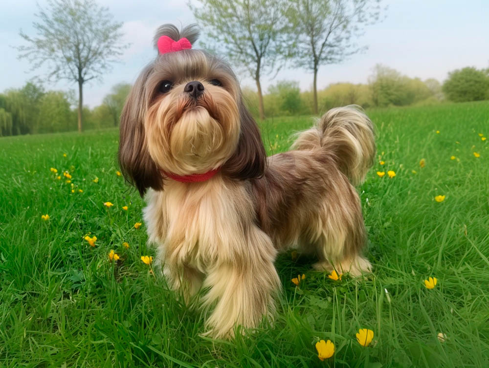 Так выглядит русская цветная болонка бежевого окраса