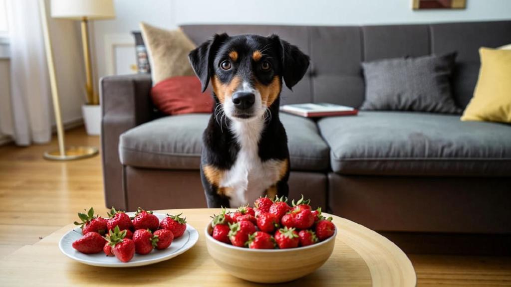 Фото собаки с клубникой