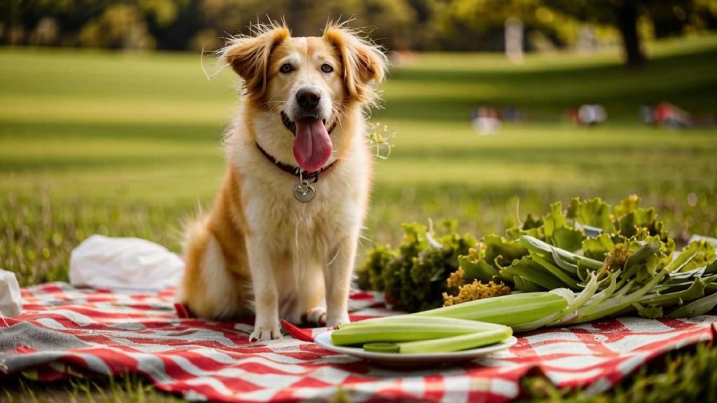 Собака с сельдереем на фото
