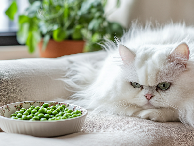 Кошка с горохом на фото