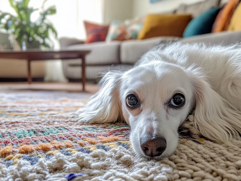 Отдыхающая белая такса