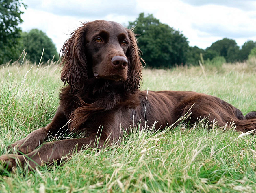 Изображениe — Лангхаар отдыхает на поляне Лангхаар отдыхает на поляне