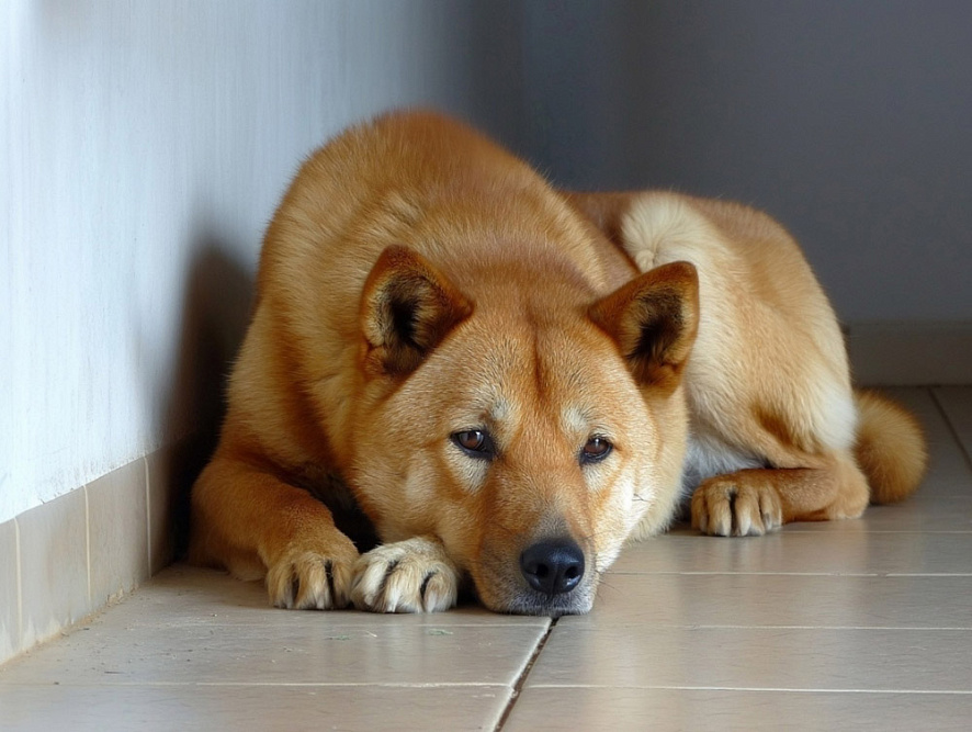 Питомец породы чиндо отдыхает