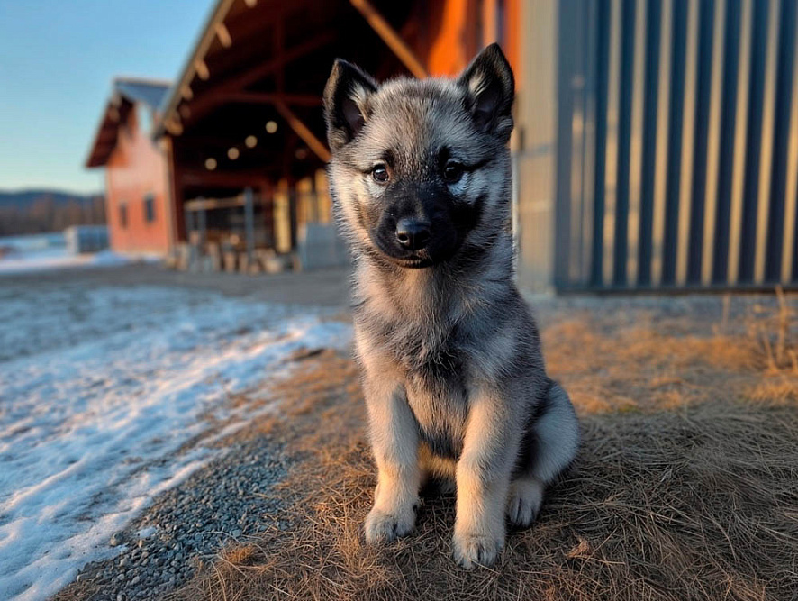 Норвежская лайка смотрит в камеру