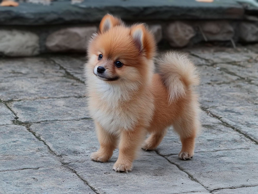 Щенок вольпино итальяно рыжего окраса