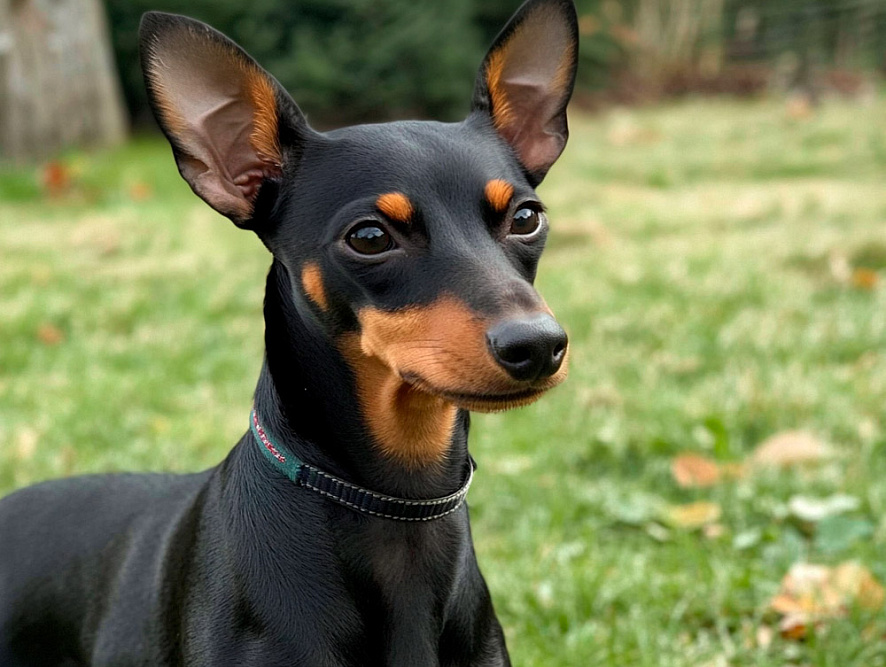 Английский той-терьер в ошейнике