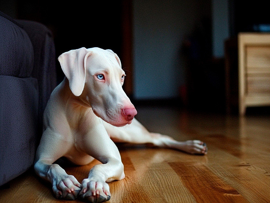 Красивый белый доберман