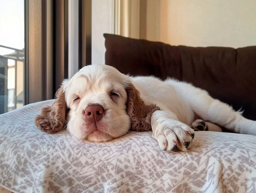 Щенок кламбера спит