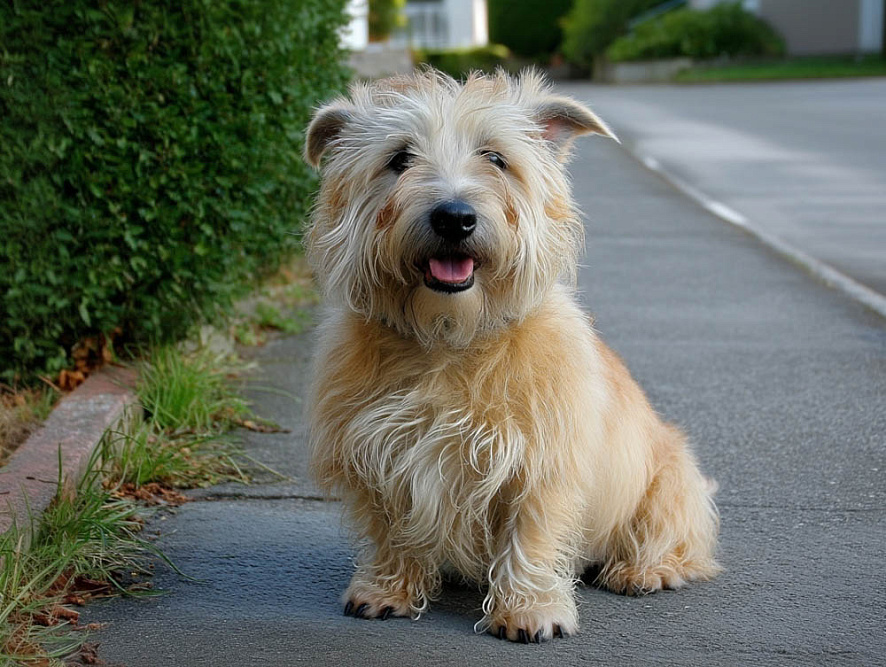 Глен оф Имаал терьер сидит на асфальте