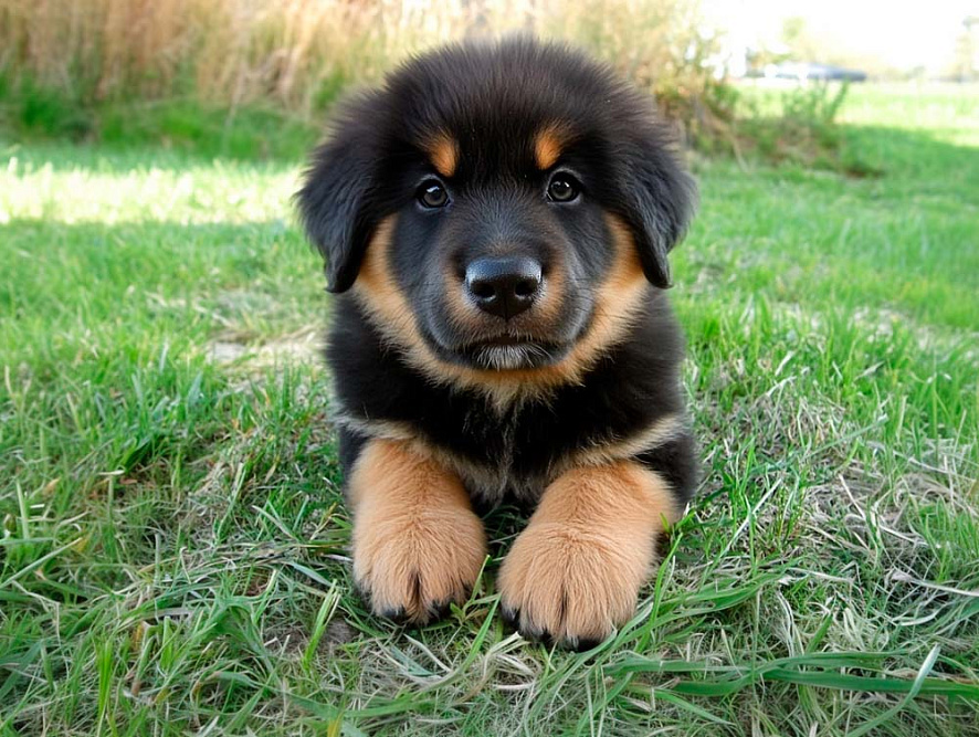 Щенок бурят-монгольского волкодава на траве