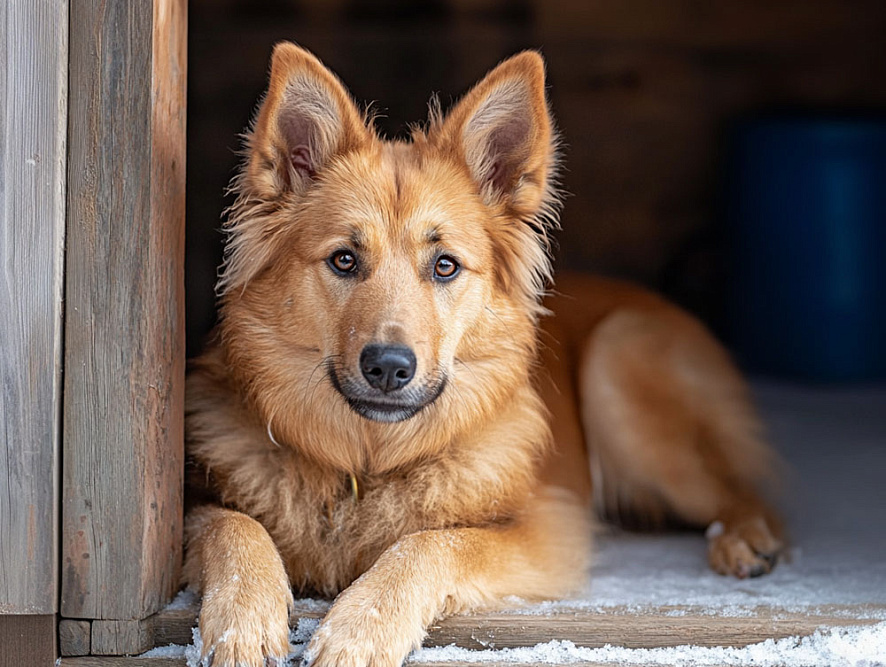 Испанская пастушья собака отдыхает