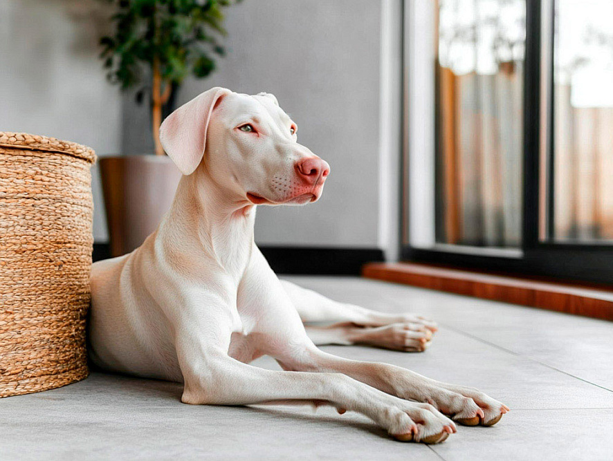 Статный белый доберман