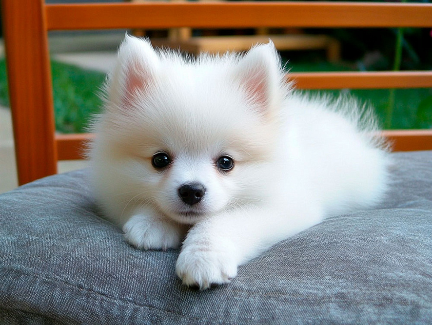 Щенок вольпино итальяно белого окраса