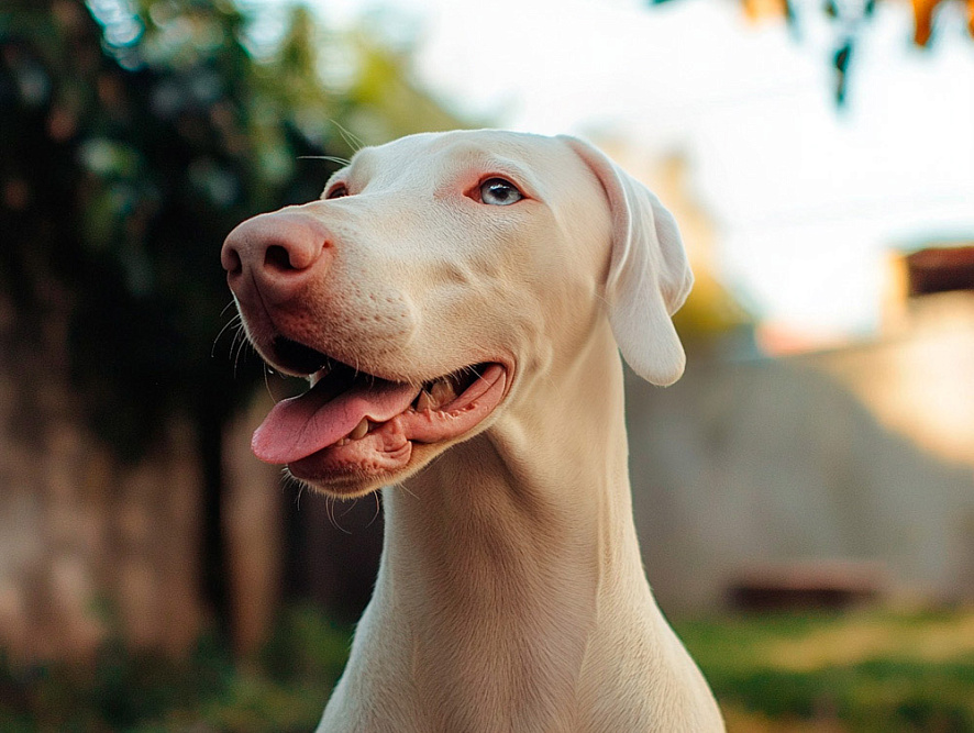 Морда белого добермана