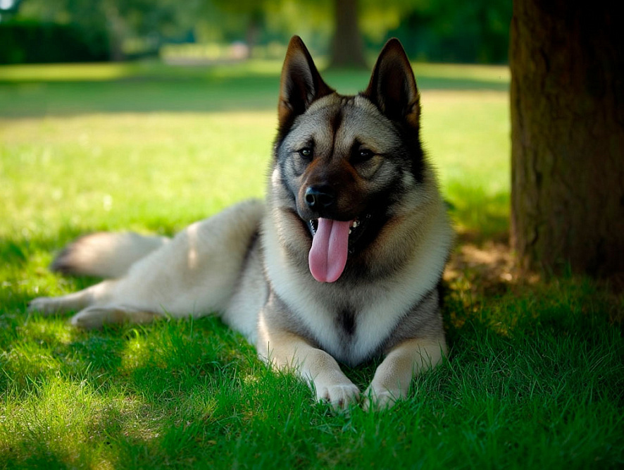 Норвежский элкхаунд отдыхает