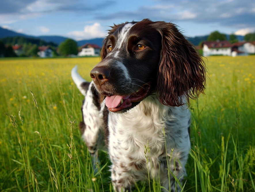Вахтельхунд среди высокой травы