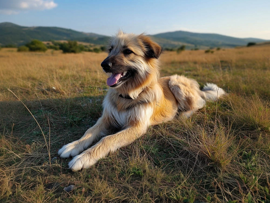 Баскская овчарка лежит