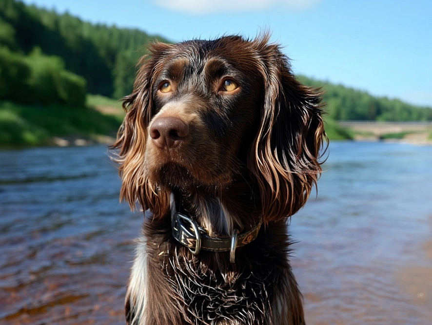 Немецкий вахтельхунд у воды