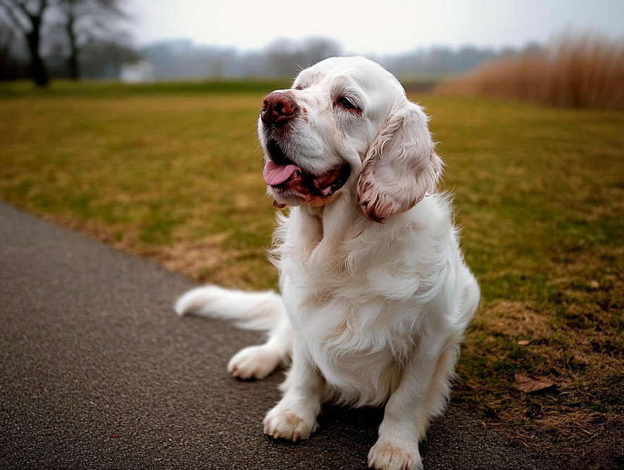 Кламбер-спаниель осенью