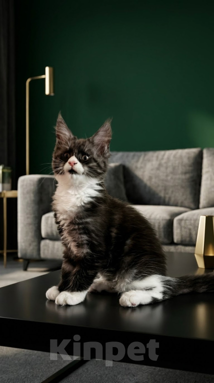 Кошки в Черноголовке: Мейн-кун девочка с родословной (Tuxedo) Девочка, 27 500 руб. - фото 1